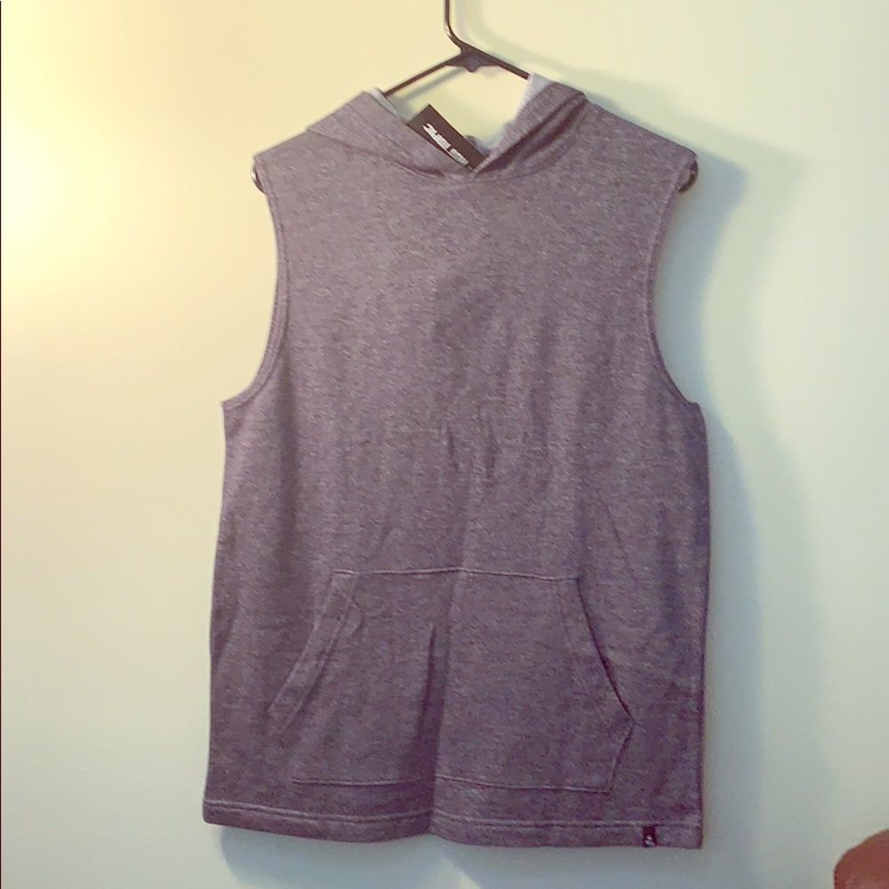 NWT grey hooded sleeveless sweatshirt
